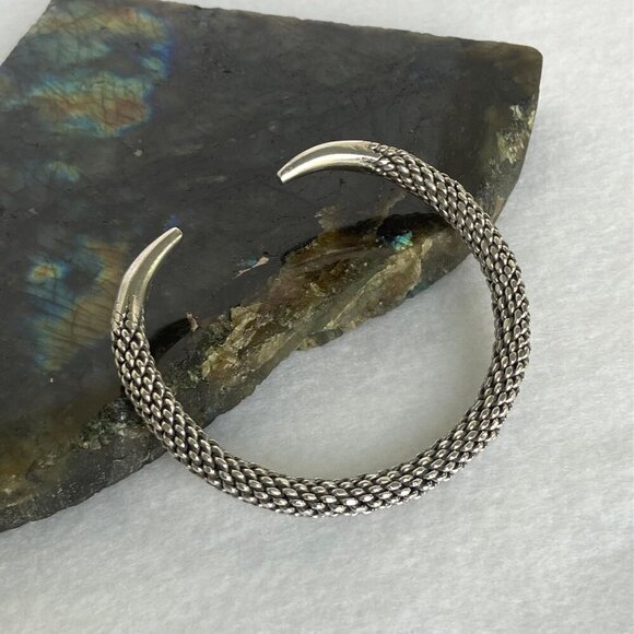 Sterling Silver 925 Heavy Interwoven Braided Weaved 6MM Cuff Bracelet 7" 30g - Picture 4 of 16